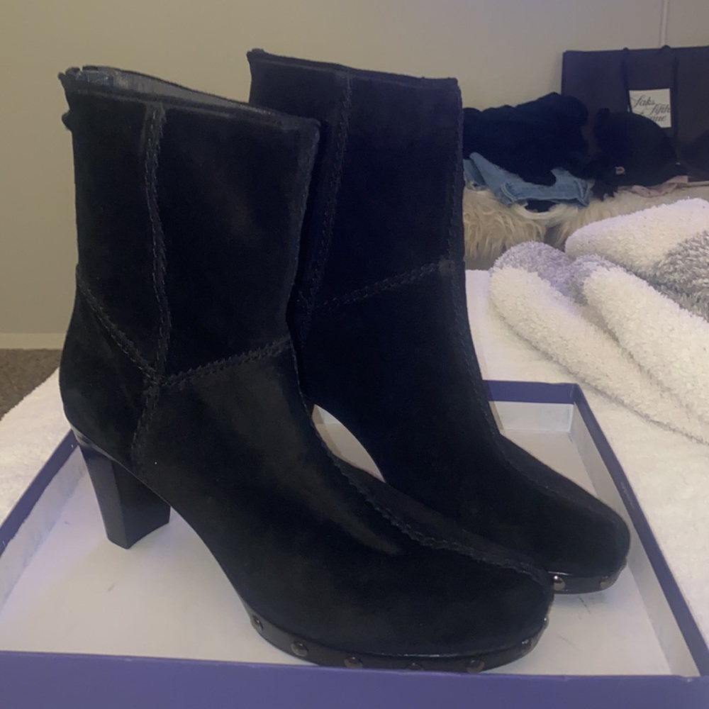 Black Suede Stuart Weitzman Bootie with Studs New Never Worn
